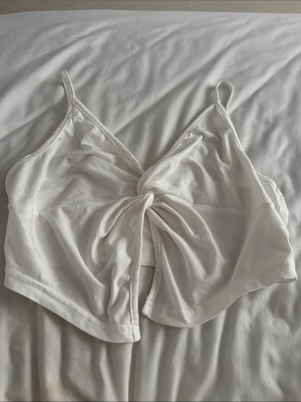 Amazon White Twist-Front Crop Top